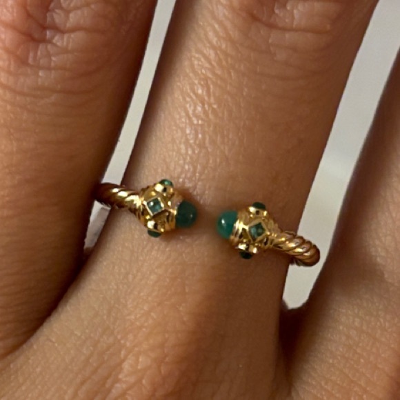 David Yurman Authentic Renaissance Ring 18k Gold with Green Emeralds (NWT) - Picture 6 of 8